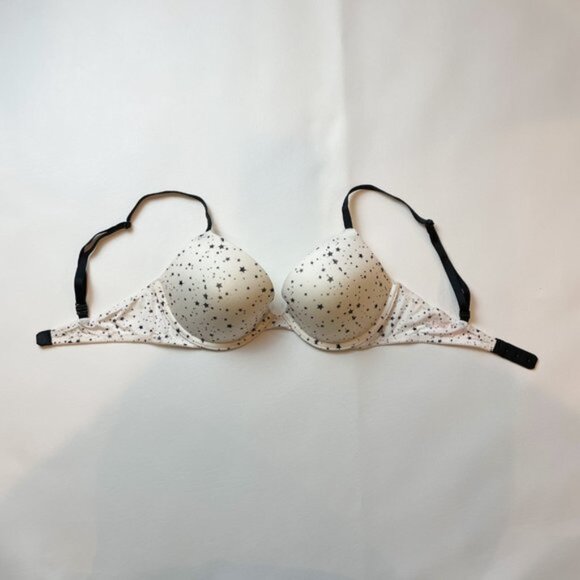 NWOT Victoria's Secret Bra 32D Push-Up White Black Stars B1457 - Picture 2 of 7
